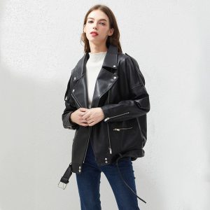 veste simili cuir gothique femme noir