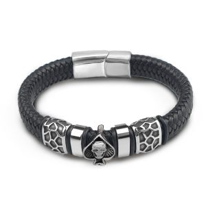 Bracelet Gothique Homme avec tête de mort pique