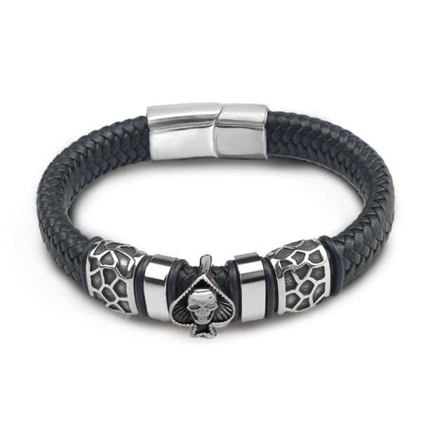 Bracelet Gothique Homme avec tête de mort pique
