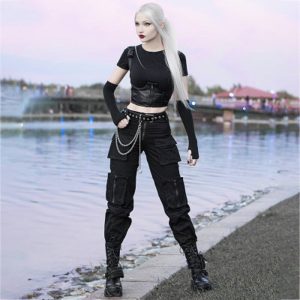 Pantalon gothique punk rock noir