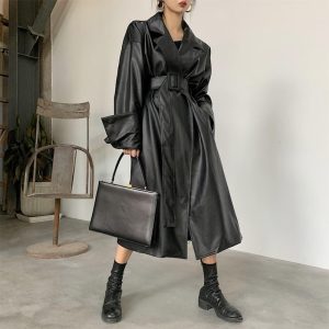 Veste cuir long gothique