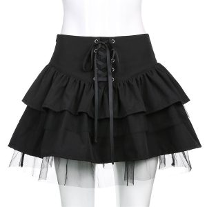 Belle jupe noire à dentelle femme