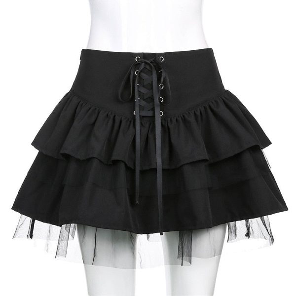 Belle jupe noire à dentelle femme