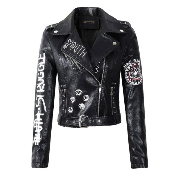 Veste femme gothique en simili cuir noir