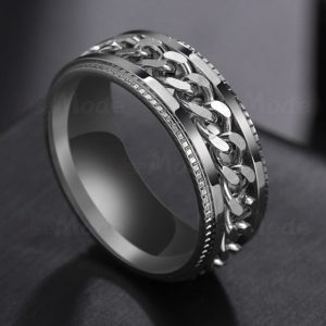 Bague Noire Gothique Avec ChaîNe7