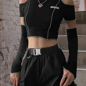 T Shirt Top Gothique noir