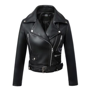 Veste en simili de cuir femme gothique style