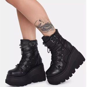 Chaussure CompenséE Plateforme Gothique Noire16