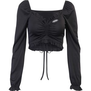 Top gothique femme plissé en tissu velours
