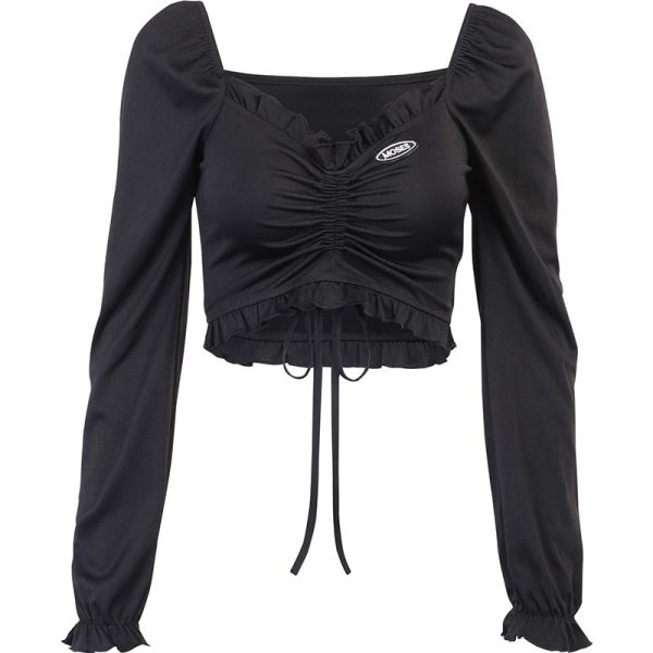Top gothique femme plissé en tissu velours
