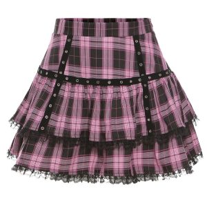 Jupe Gothique Rose Dentelle21