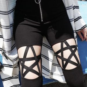 Pantalon gothique noir étoile
