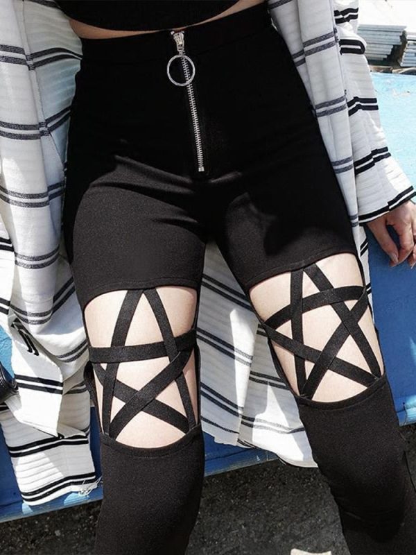 Pantalon gothique noir étoile