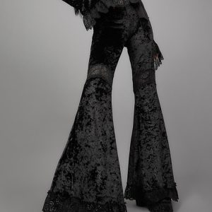 Pantalon gothique noir victorien romantique femme