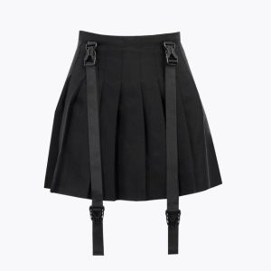 Jupe Gothique Noire Plissée Alohela