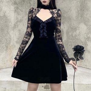 Image de la robe gothique longue femme Skelth