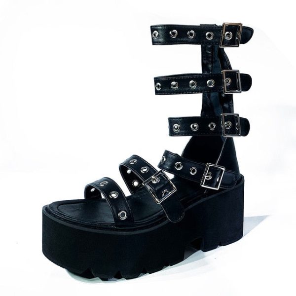Hautes Sandales Gothiques Noires6